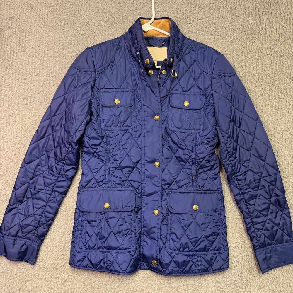 Banana Republic Women's XS Navy Blue Quilted Utility Jacket Gold Hardware